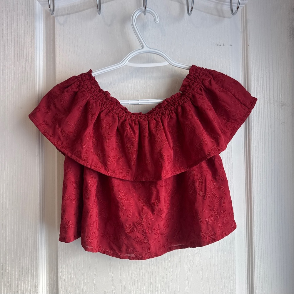 Lovers + Friends Red Off-Shoulder Blouse